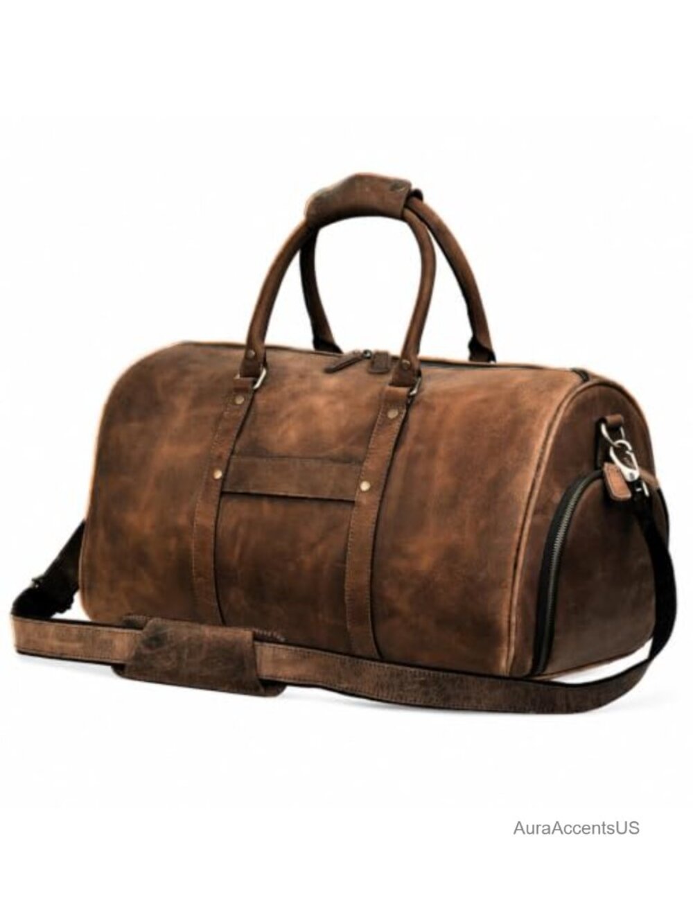 Full Grain Buffalo Leather Duffle Bag Shoe Compartment 21" Carry On Travel Gym